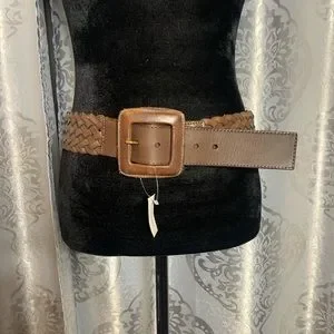 Banana Republic Basket Weaved Brown Belt Vintage 90s Belt Banana Republic Basket Weave Wide Woven  main image 3
